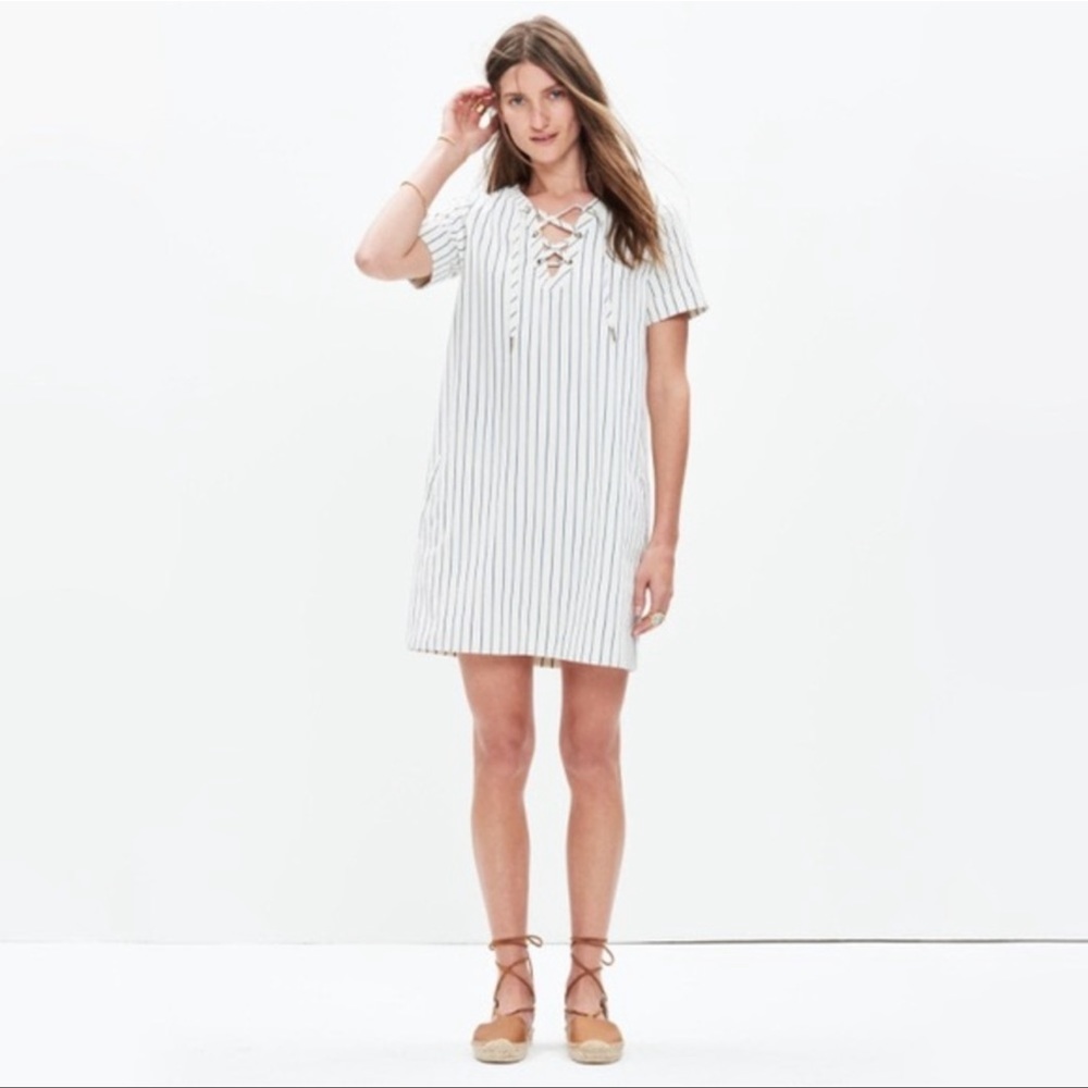 Madewell Lace-Up Harbor Shift Dress